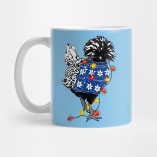 Silver-Laced Polish Chicken In Ugly Christmas Sweater Tangled In Lights Mug